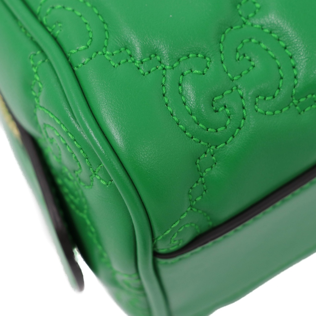 Gucci GG Matelassé Vibrant Green Leather Top Handle 702251