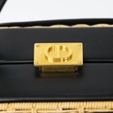 Christian Dior Wicker CD Vanity Bag crafted from black leather and natural wicker