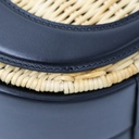 Christian Dior Wicker CD Vanity Bag crafted from black leather and natural wicker