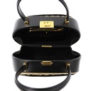 Christian Dior Wicker CD Vanity Bag crafted from black leather and natural wicker