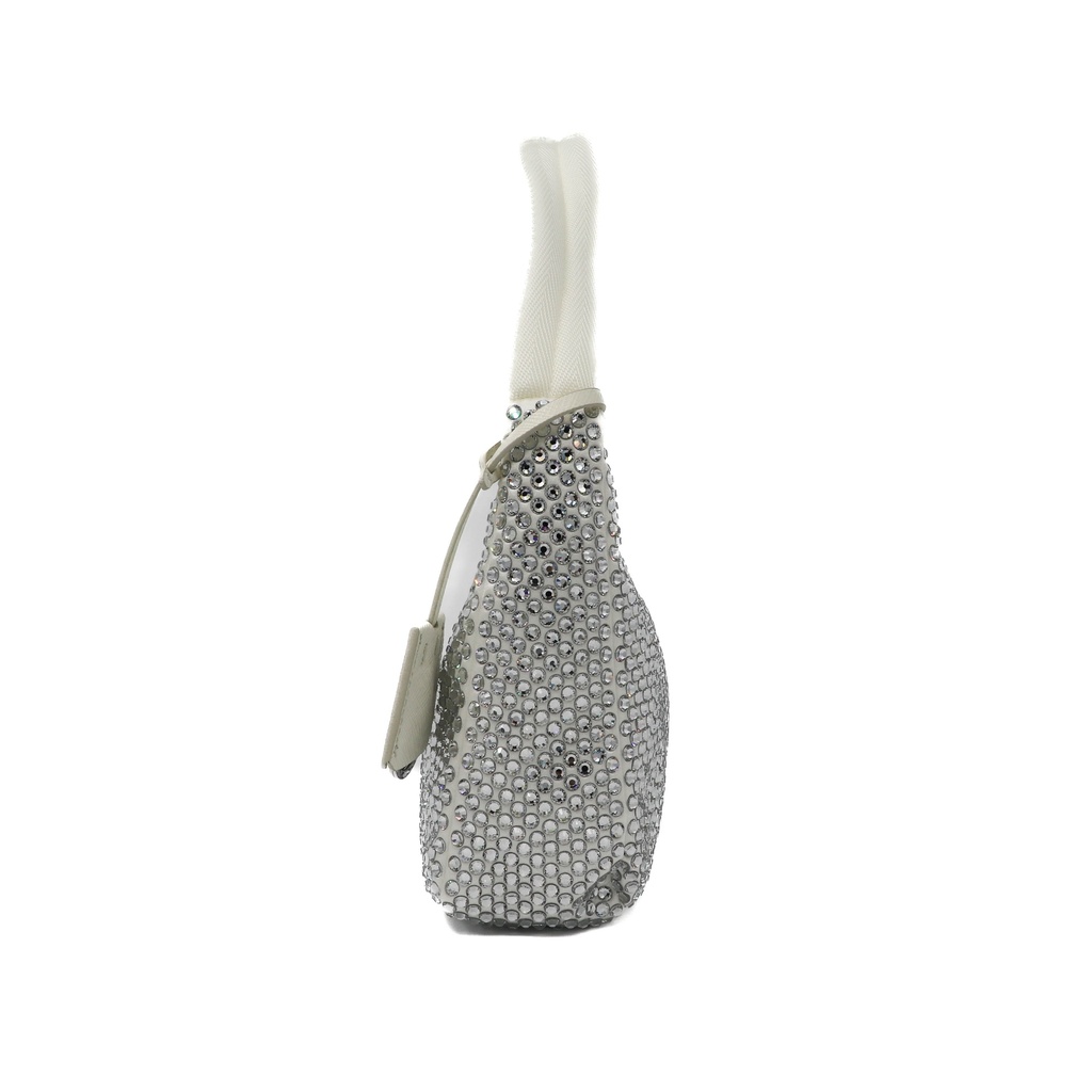 Prada Re-Edition 2000 Satin Crystal Mini Bag White