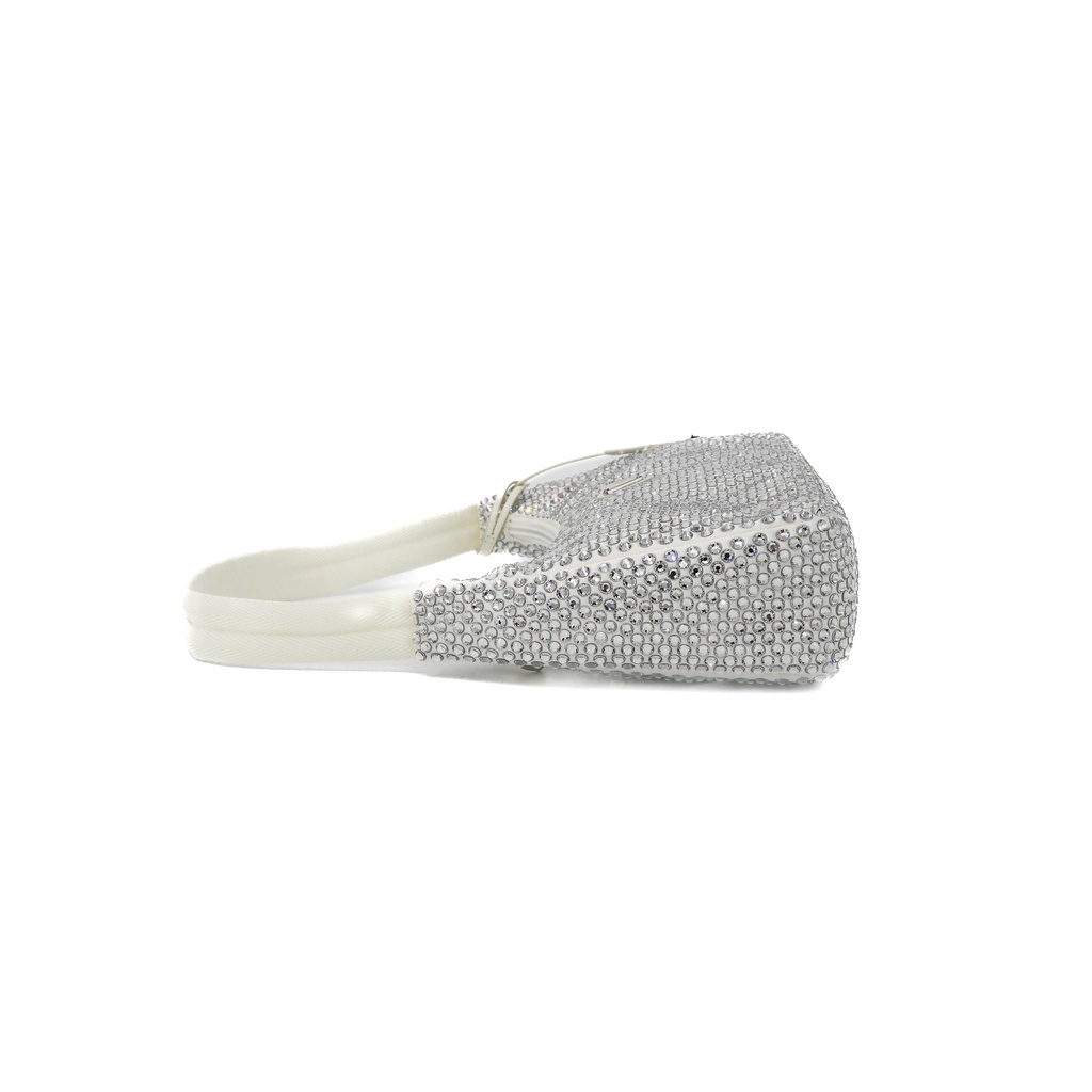 Prada Re-Edition 2000 Satin Crystal Mini Bag White
