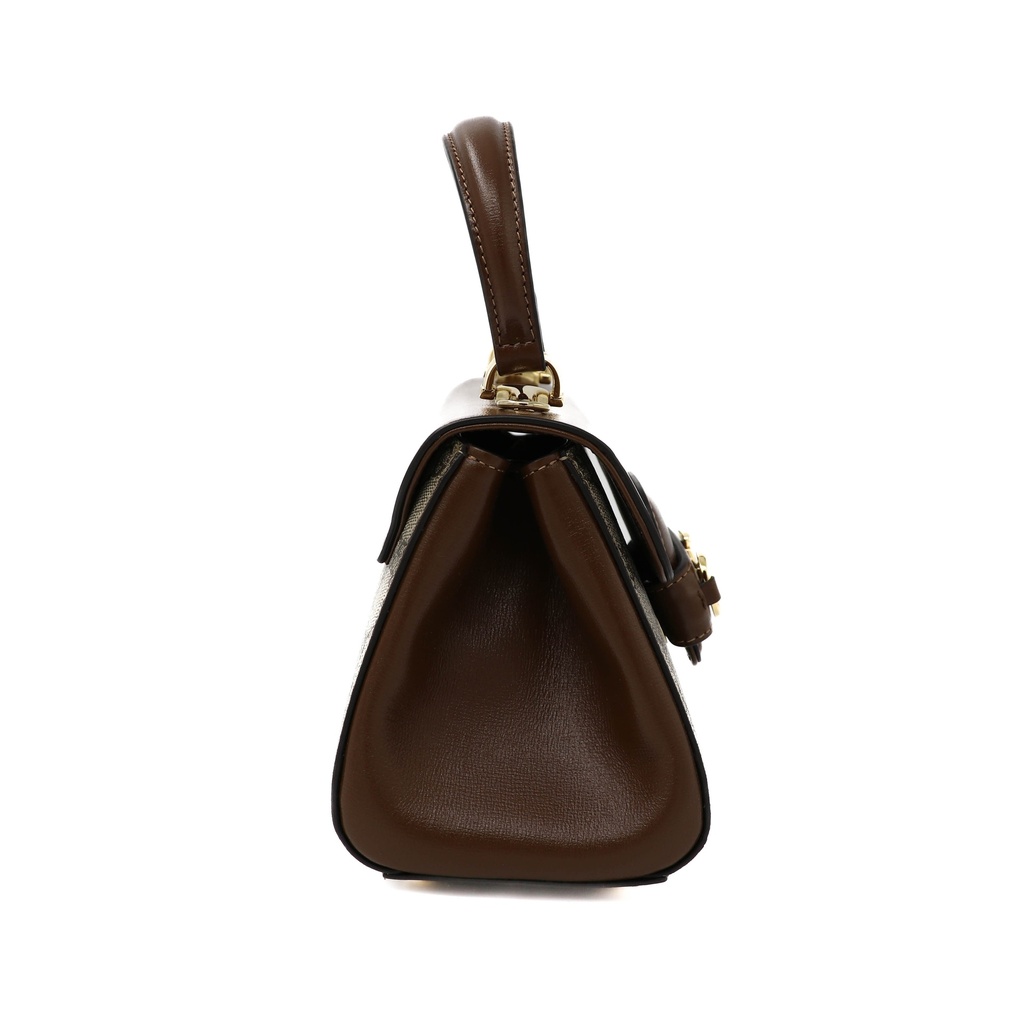 Gucci Horsebit 1955 Mini Top Handle Bag Beige Ebony 703848