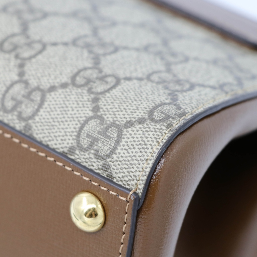 Gucci Horsebit 1955 Mini Top Handle Bag Beige Ebony 703848