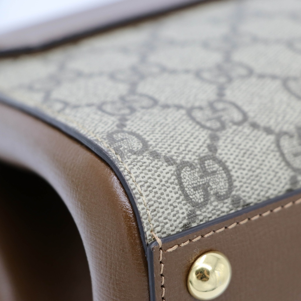 Gucci Horsebit 1955 Mini Top Handle Bag Beige Ebony 703848