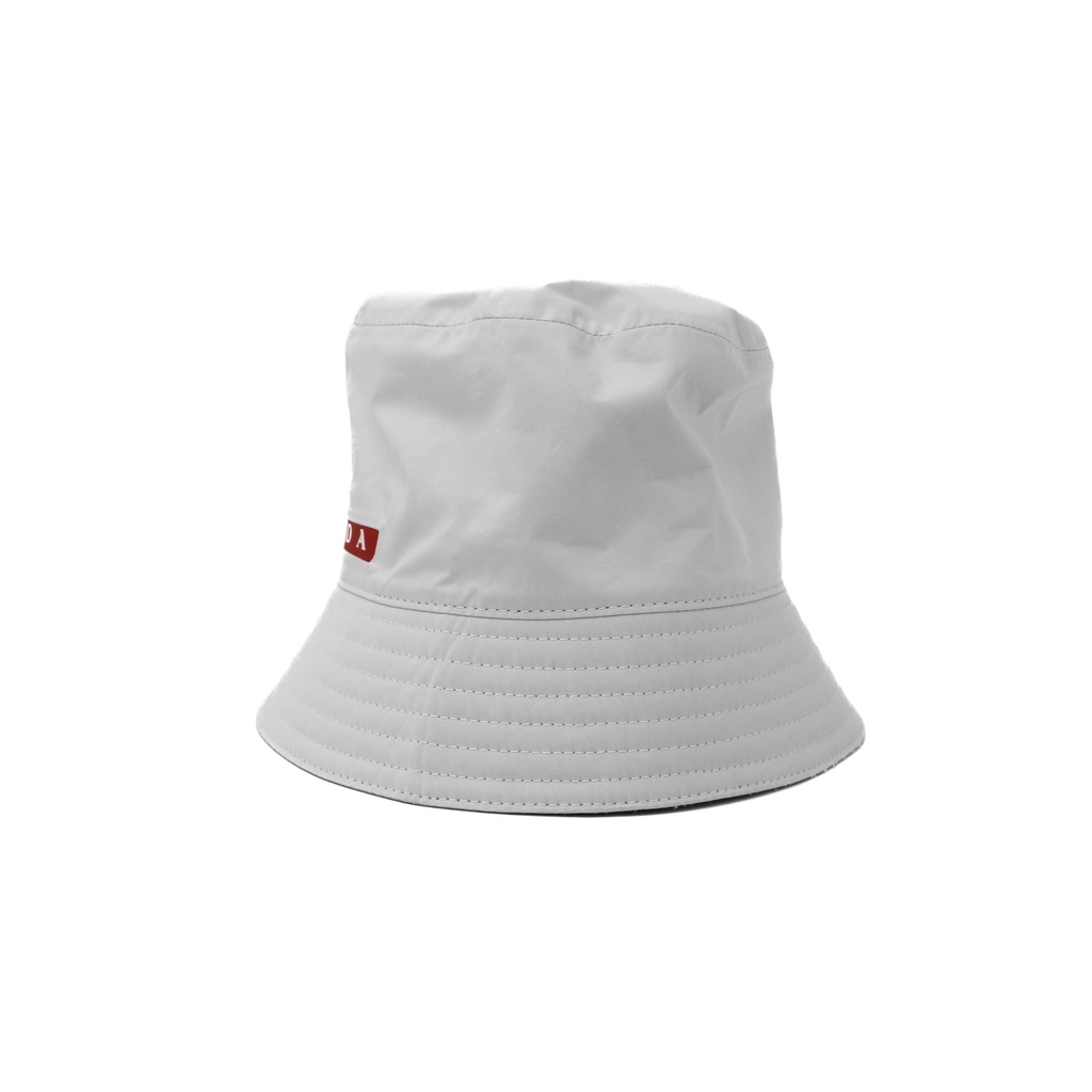 Prada Re-Nylon Bucket Hat White with Logo tab