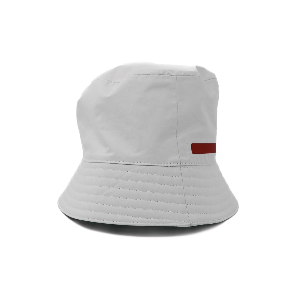 Prada Re-Nylon Bucket Hat White with Logo tab