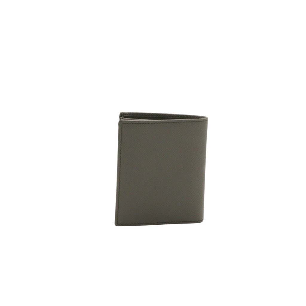 Prada Saffiano Triangle Logo Bifold Grey Wallet