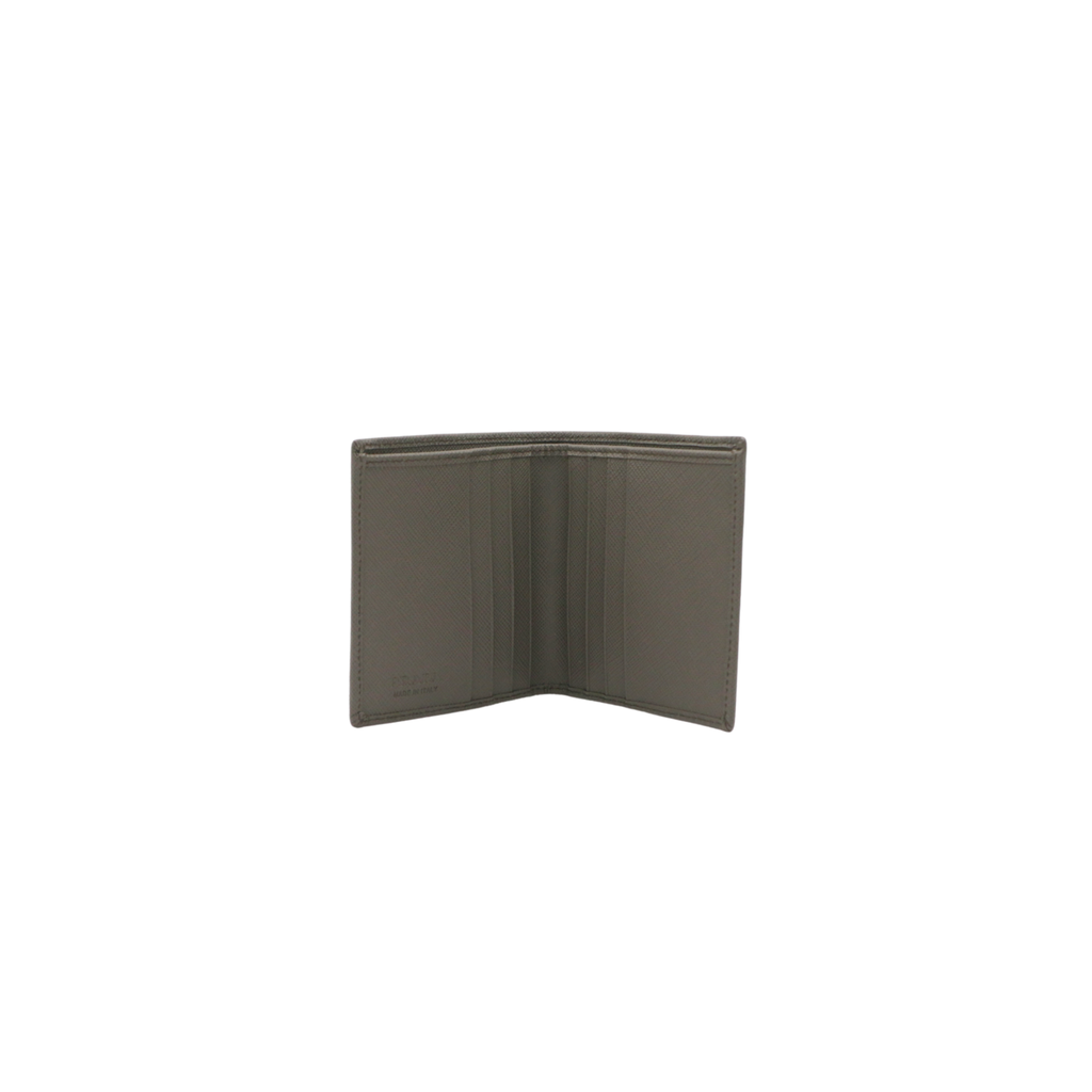 Prada Saffiano Triangle Logo Bifold Grey Wallet