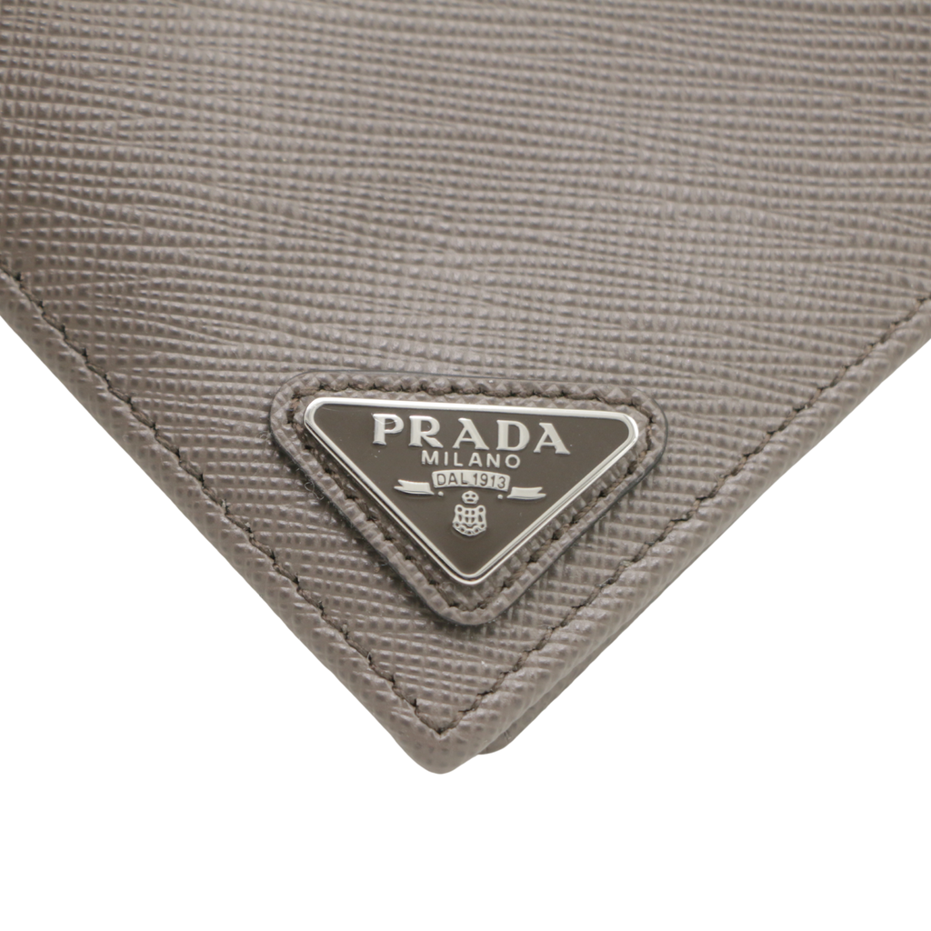 Prada Saffiano Triangle Logo Bifold Grey Wallet