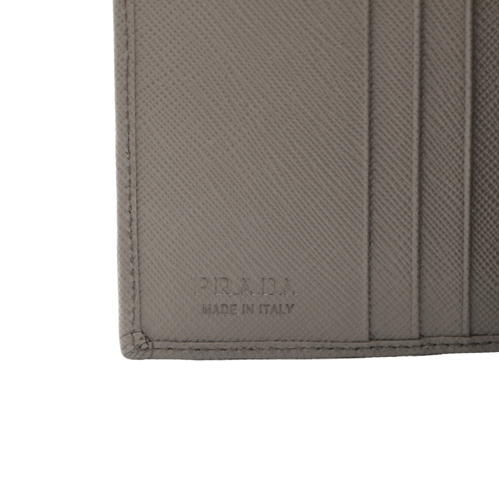 Prada Saffiano Triangle Logo Bifold Grey Wallet
