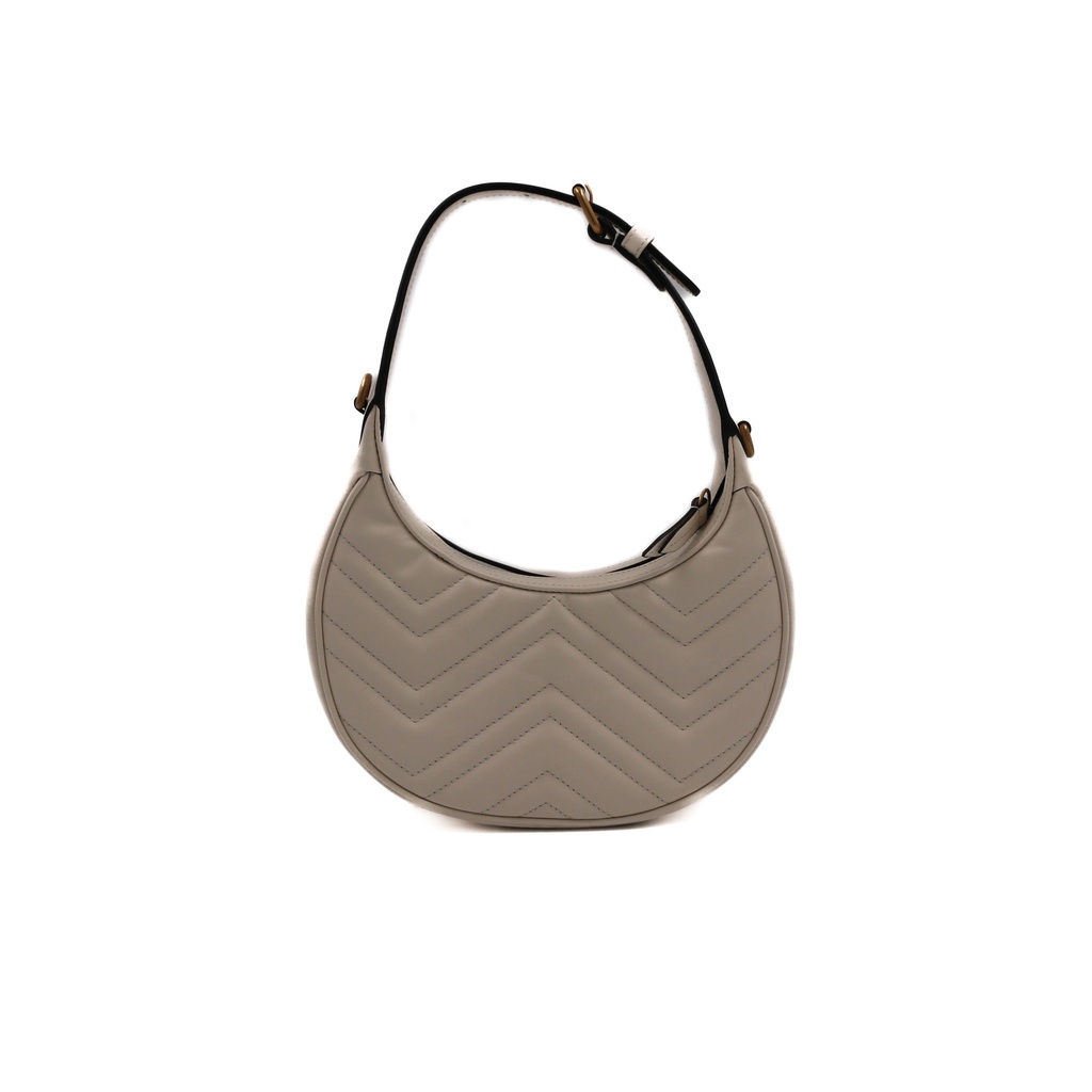 Gucci Marmont Half Moon Shaped Mini Shoulder Bag White