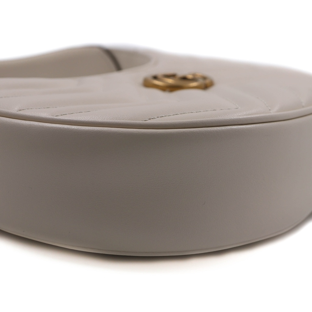 Gucci Marmont Half Moon Shaped Mini Shoulder Bag White