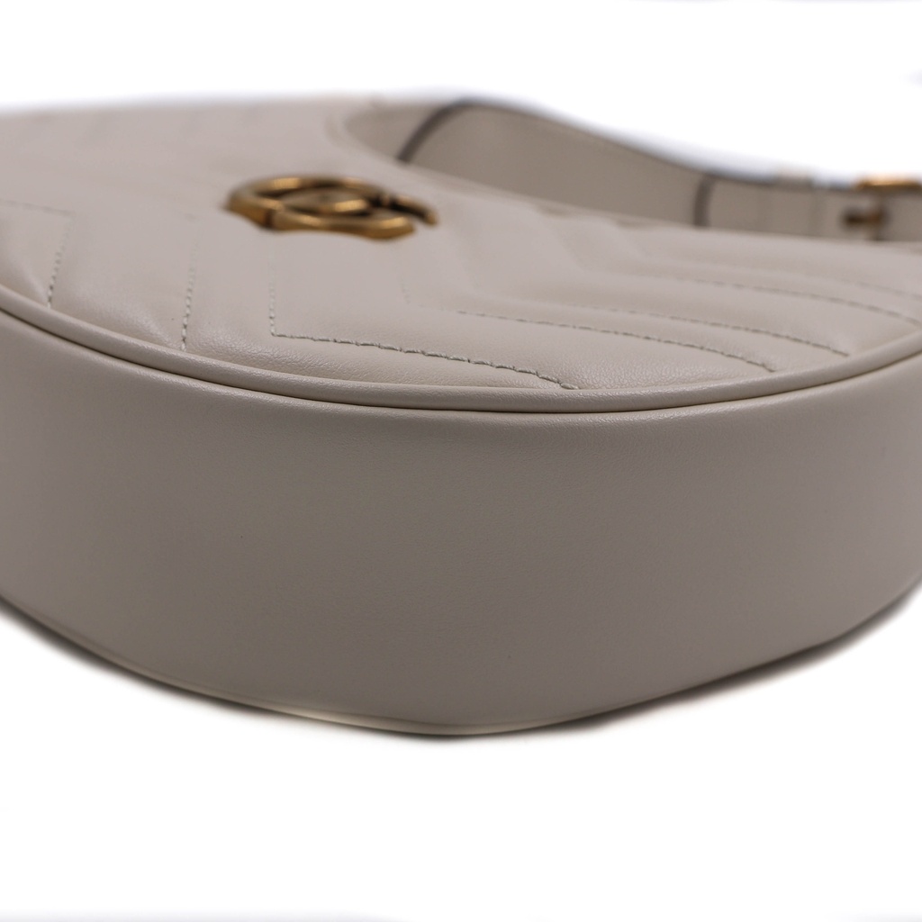Gucci Marmont Half Moon Shaped Mini Shoulder Bag White