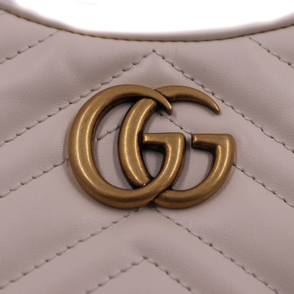 Gucci Marmont Half Moon Shaped Mini Shoulder Bag White