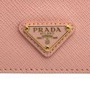 Prada Pink Saffiano Triangle Logo Card Holder