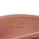 Prada Pink Saffiano Triangle Logo Card Holder