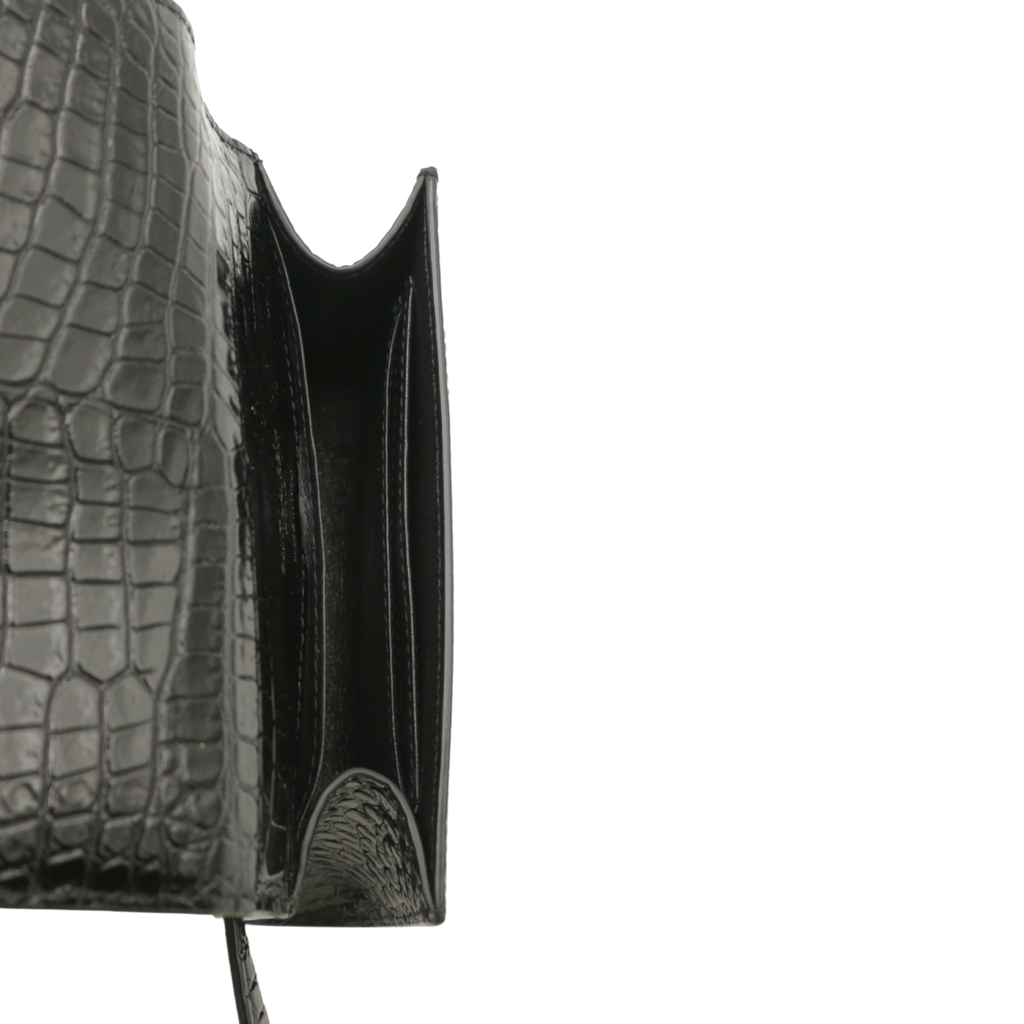 Yves Saint Laurent Kate Black Crocodile Embossed Leather Belt Bag