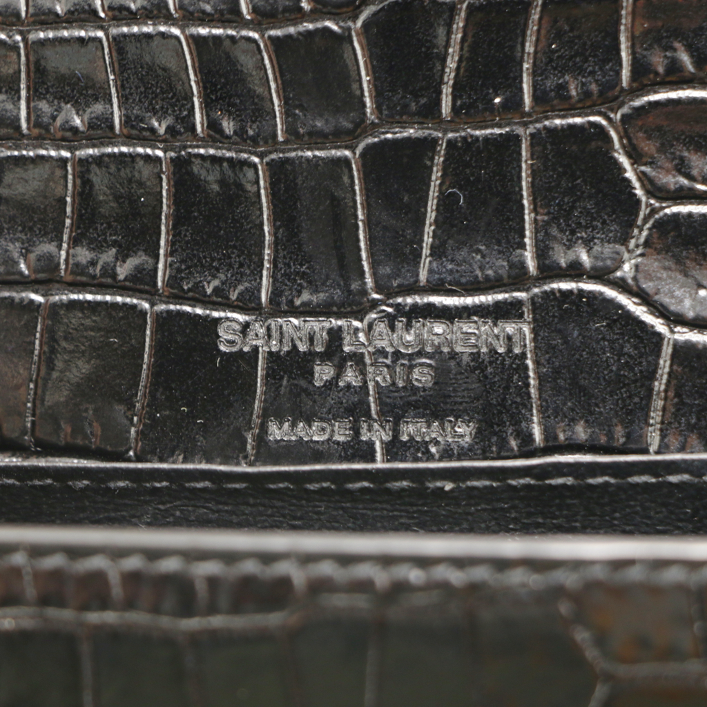 Yves Saint Laurent Kate Black Crocodile Embossed Leather Belt Bag