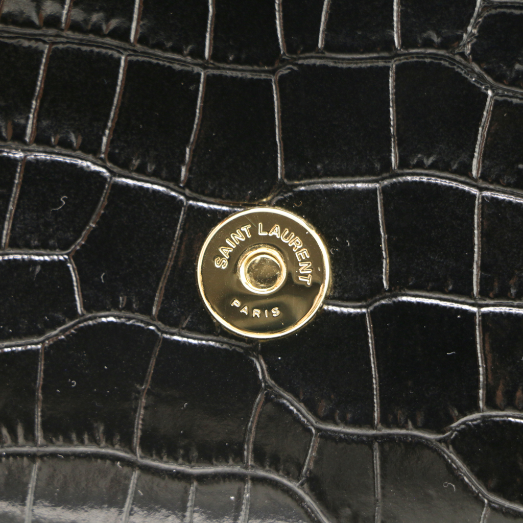 Yves Saint Laurent Kate Black Crocodile Embossed Leather Belt Bag