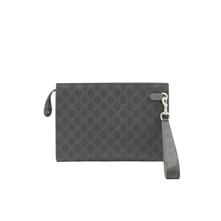 Gucci GG Supreme Grey trim medium pouch 768255