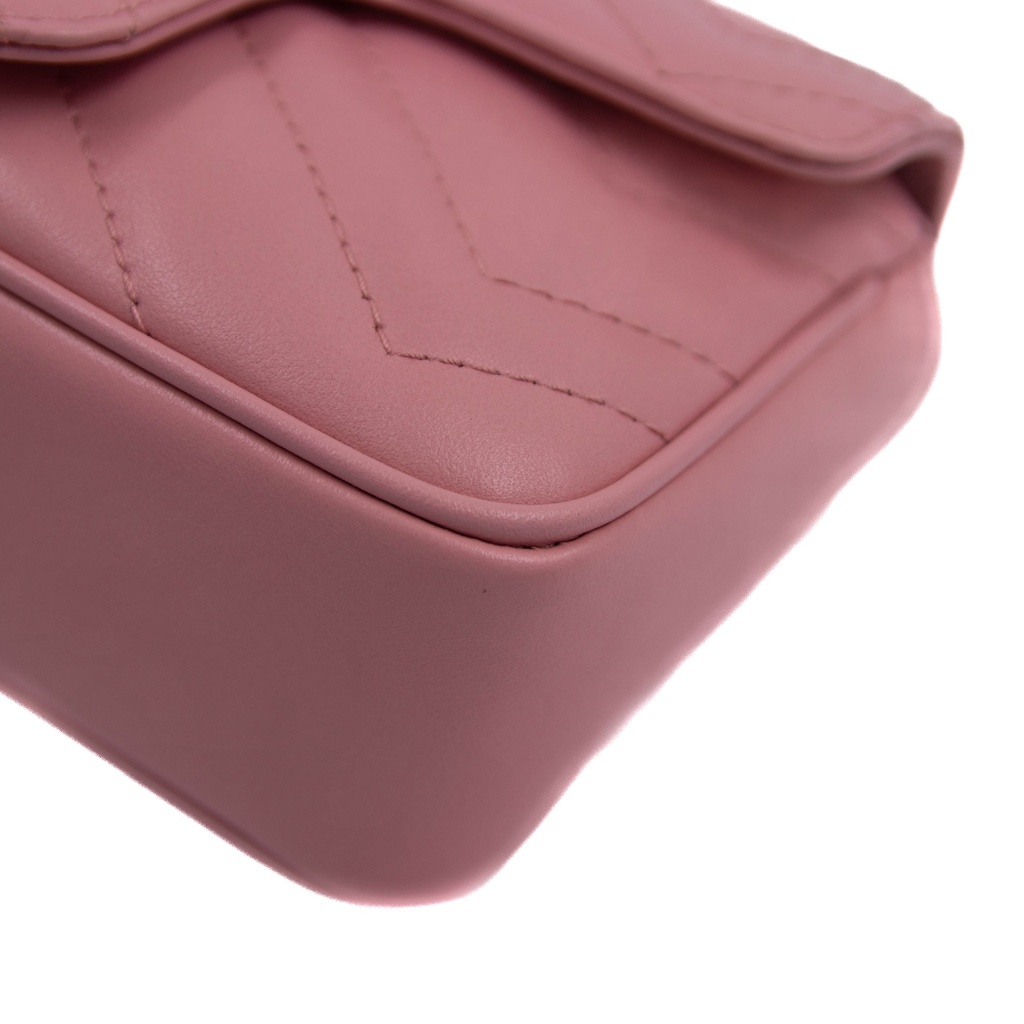 Gucci - 9848 GG Marmont MatelassÃ© Leather Super Mini Bag Pink 476433