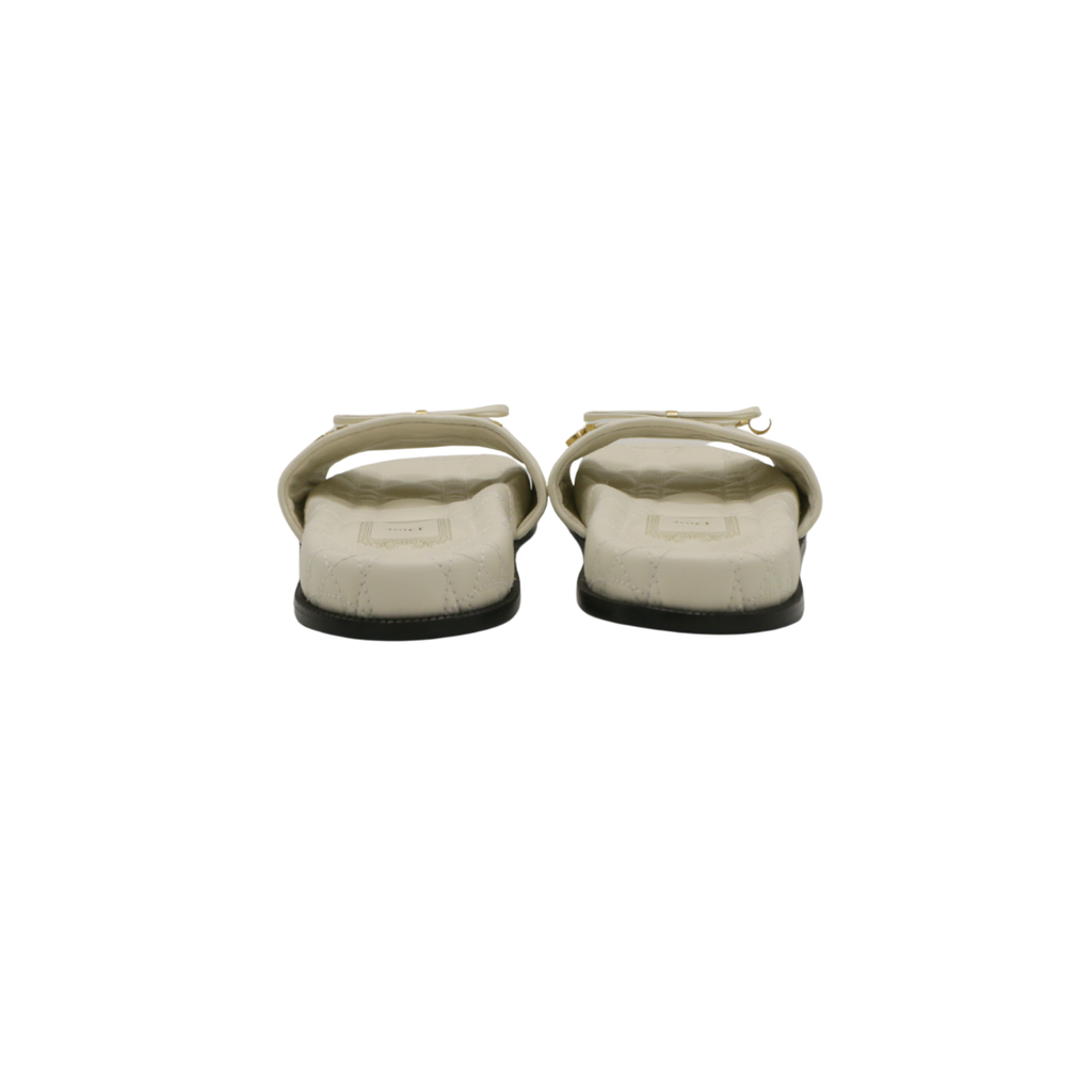 Christian Dior Cannage Slide White Quilted Cannage Lambskin Size 38