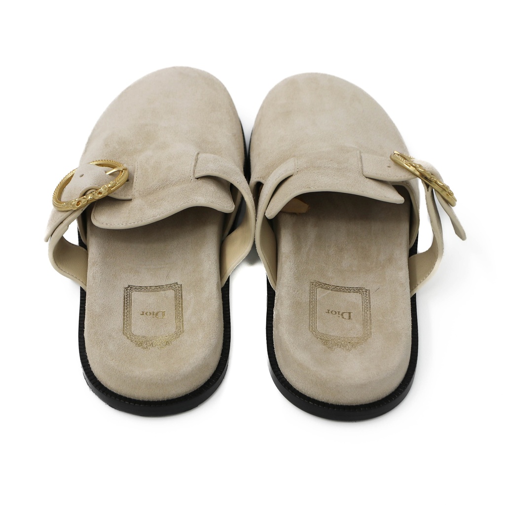Christian Dior Médaillon Buckle Mule Trench Suede Calfskin Size 37 1/2