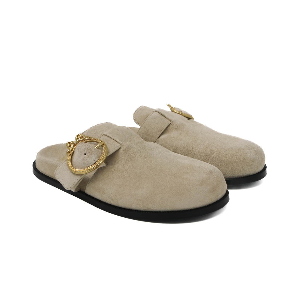 Christian Dior Médaillon Buckle Mule Trench Suede Calfskin Size 37