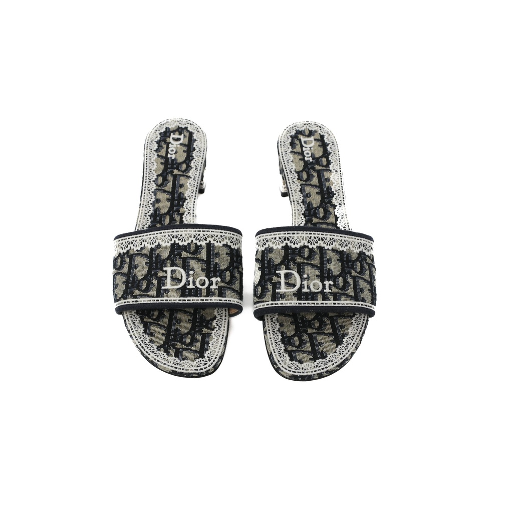 Christian Dior Dentelle Heeled Slide Size 37 1/2