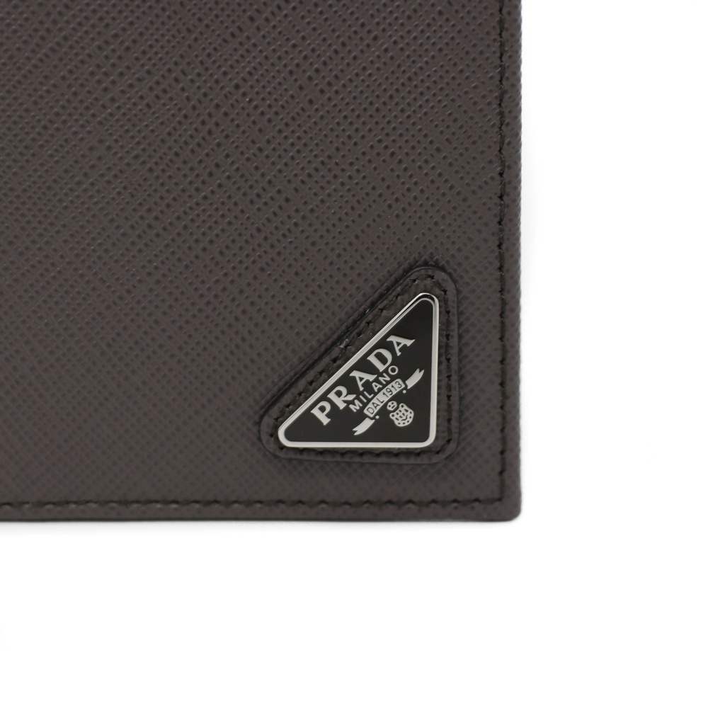 Prada Saffiano Triangle Logo Bifold Grey Wallet