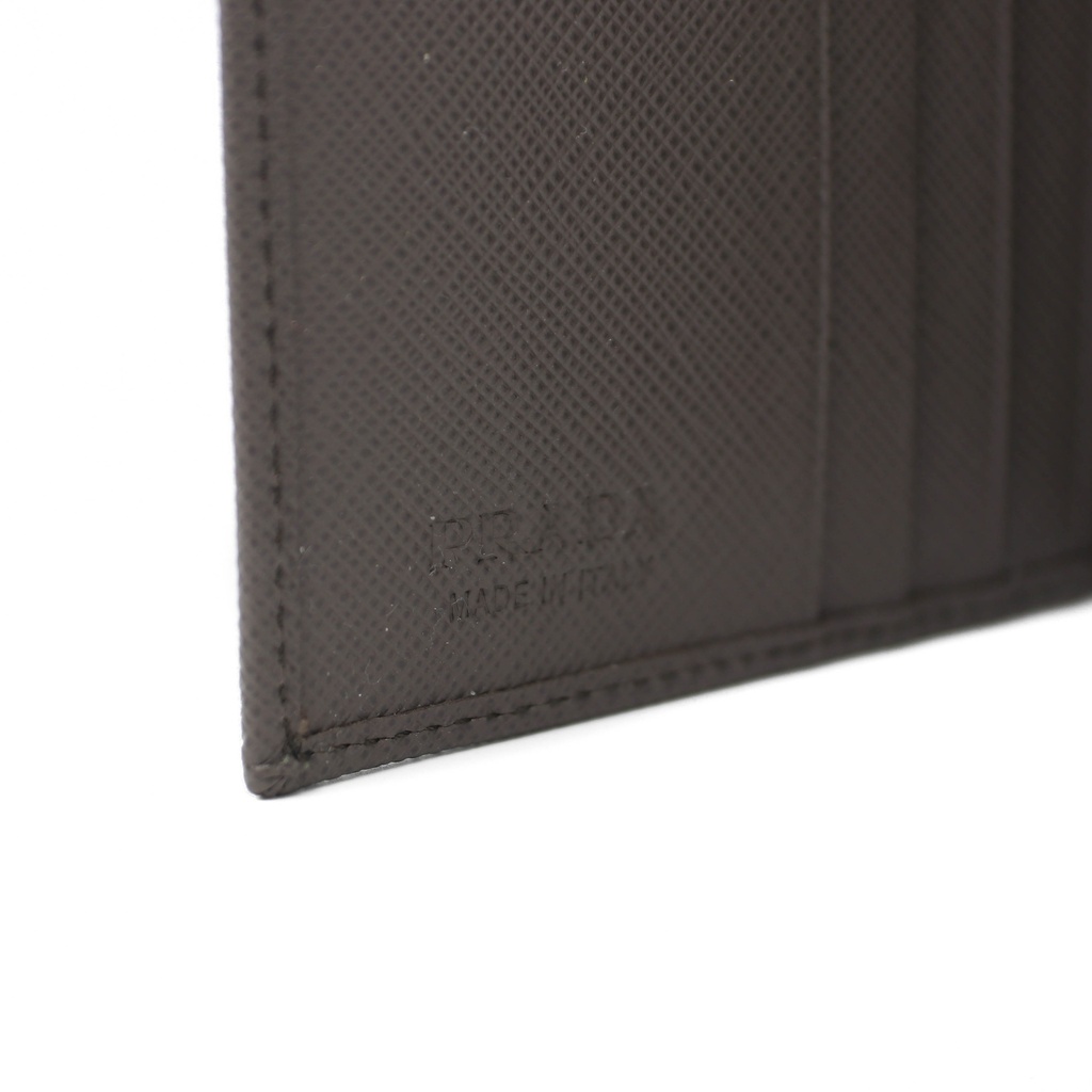 Prada Saffiano Triangle Logo Bifold Grey Wallet