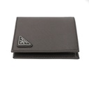 Prada Saffiano Triangle Logo Bifold Grey Wallet