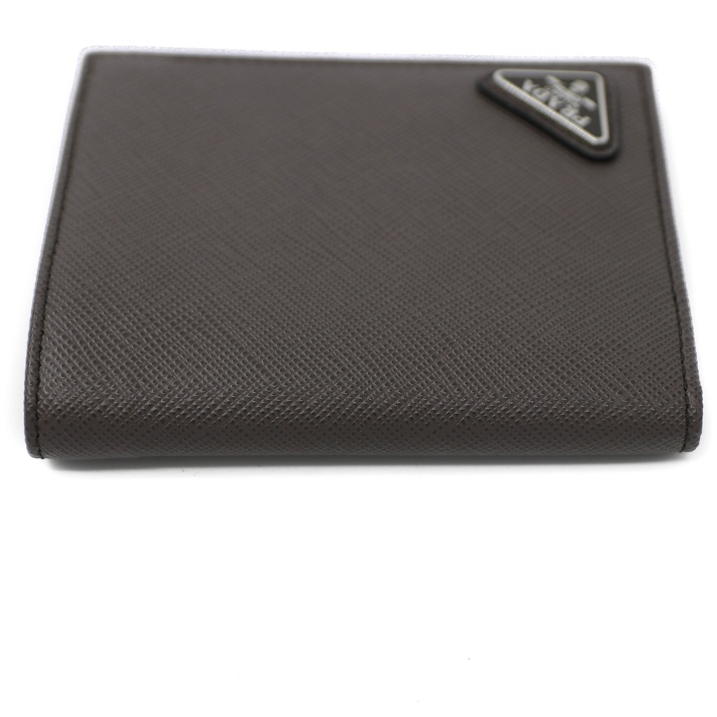 Prada Saffiano Triangle Logo Bifold Grey Wallet