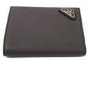 Prada Saffiano Triangle Logo Bifold Grey Wallet
