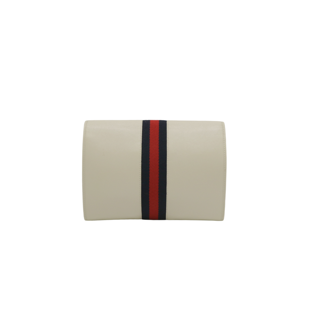 Gucci Rajah Leather Web Pouch In Beige 576538