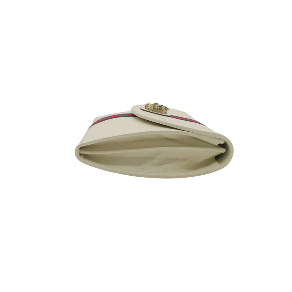 Gucci Rajah Leather Web Pouch In Beige 576538