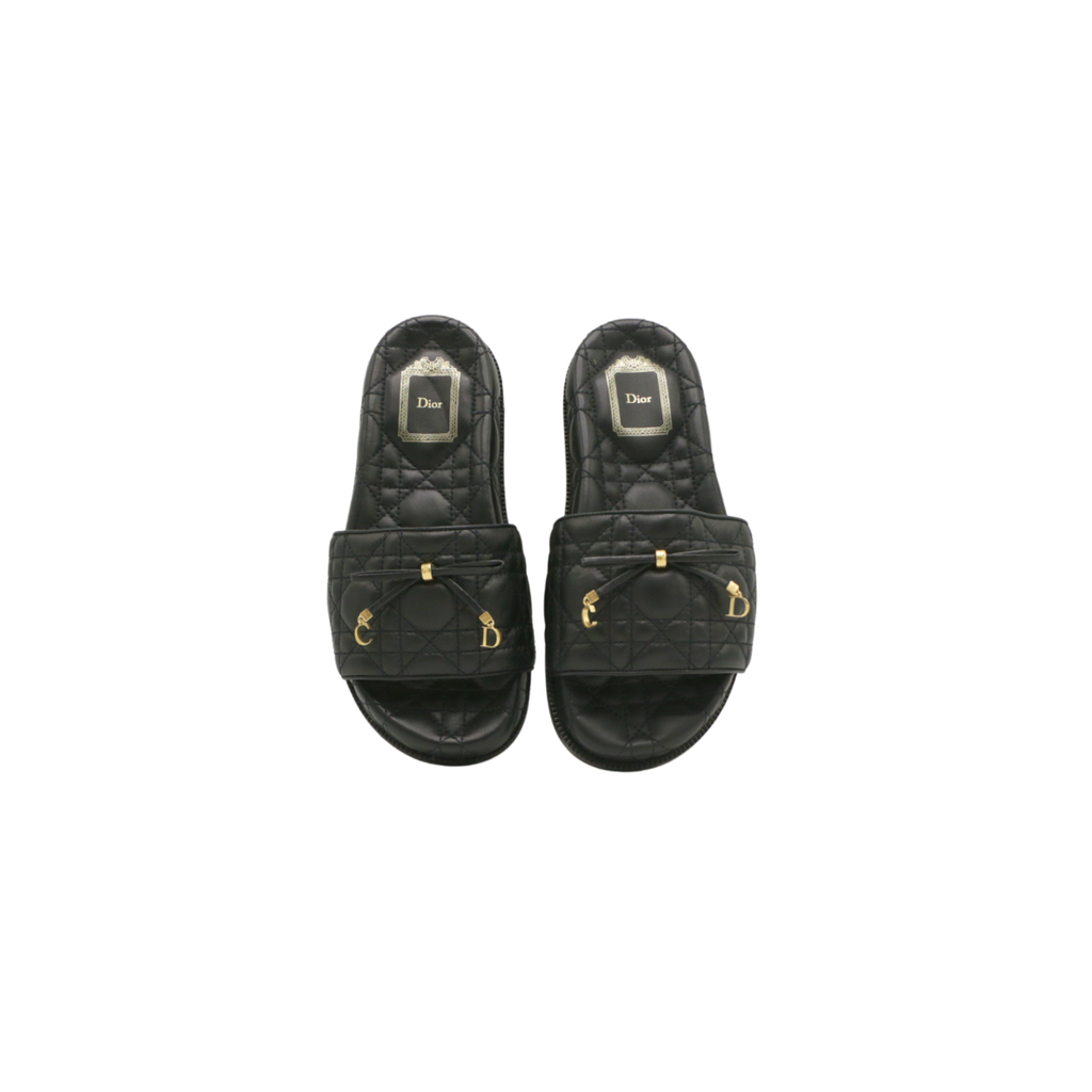 Christian Dior Cannage Slide Black Quilted Cannage Lambskin Size 36