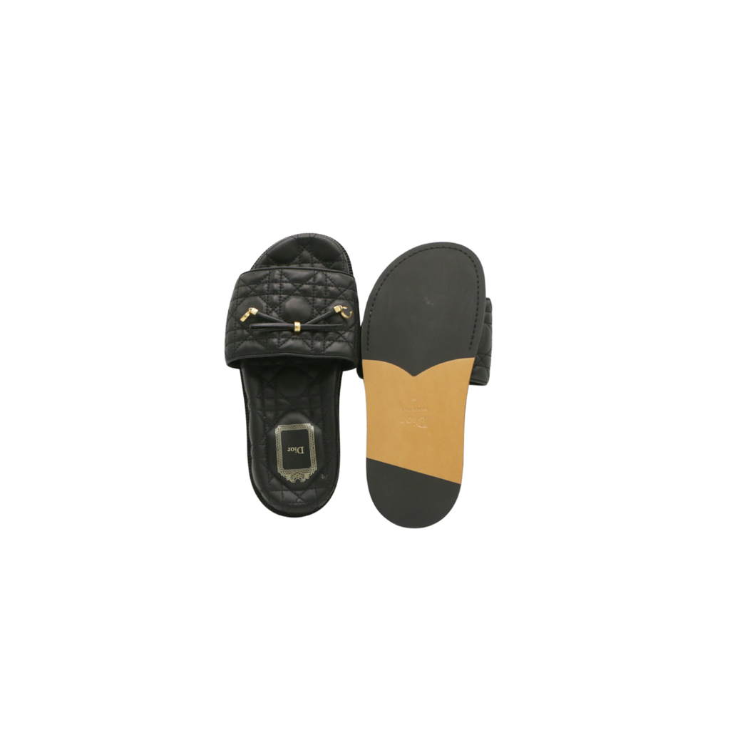 Christian Dior Cannage Slide Black Quilted Cannage Lambskin Size 36