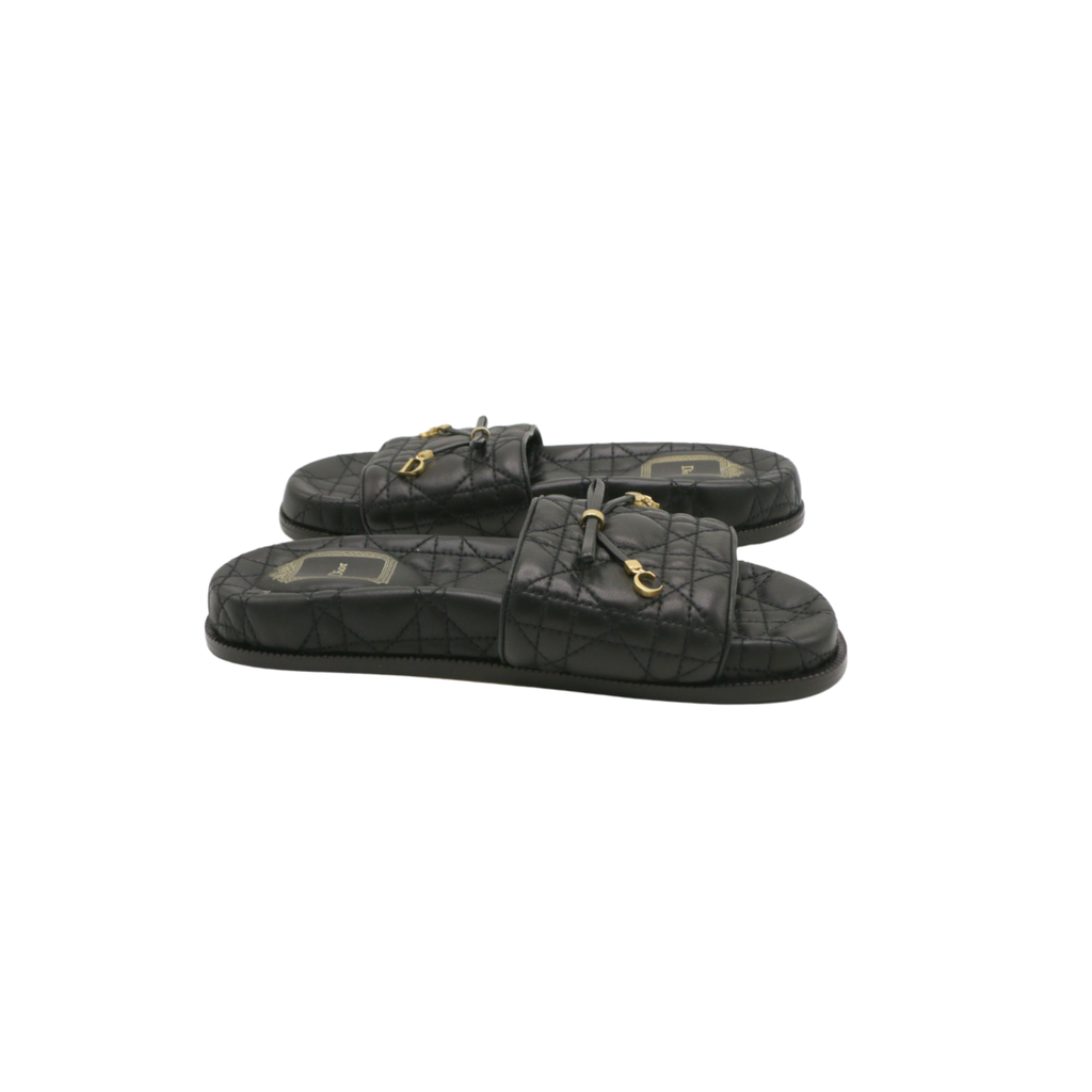 Christian Dior Cannage Slide Black Quilted Cannage Lambskin Size 36