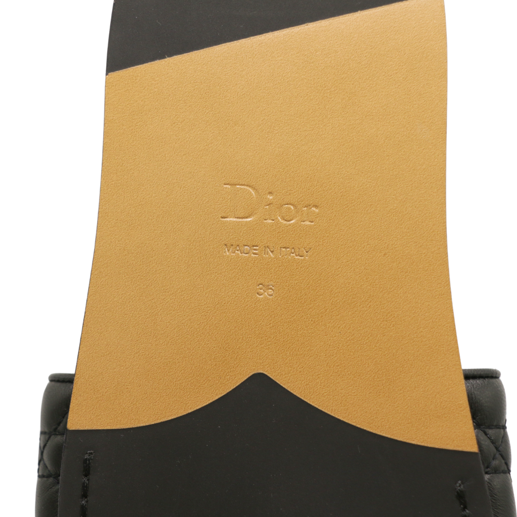 Christian Dior Cannage Slide Black Quilted Cannage Lambskin Size 36