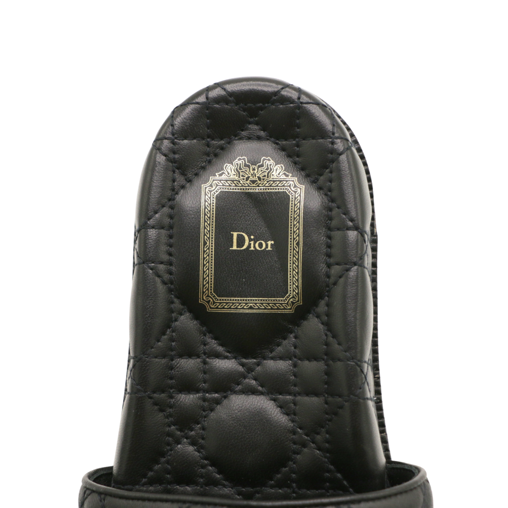 Christian Dior Cannage Slide Black Quilted Cannage Lambskin Size 36