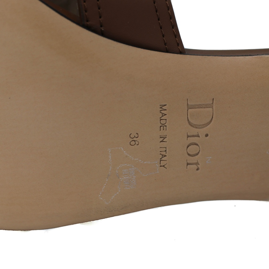 Christian Dior 30 Montaigne Heeled Slide Brown In Size 36