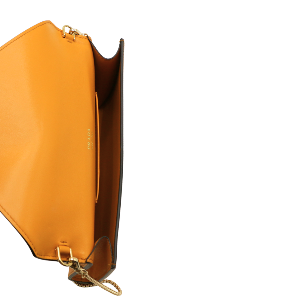 Prada Mini Saffiano Leather Crossbody Bag Orange