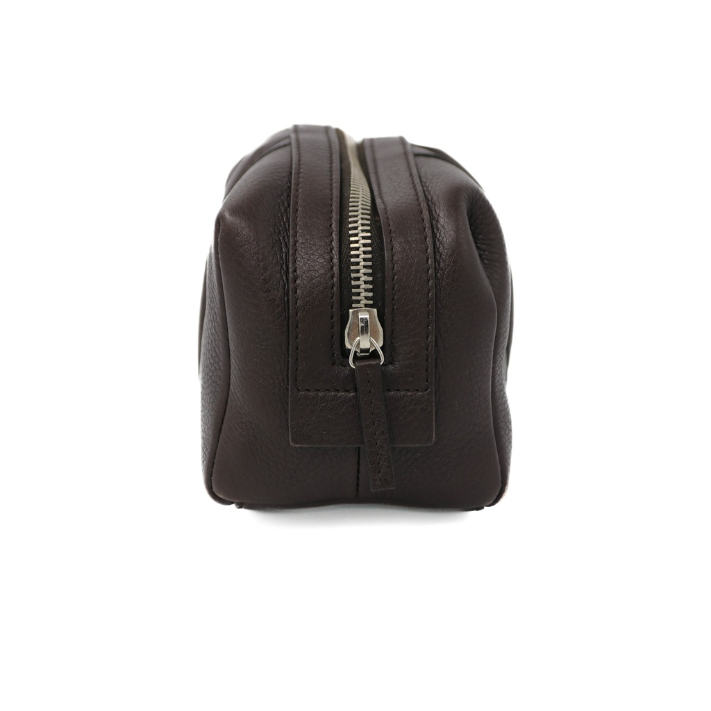 Gucci Dark Brown Pebbled Leather Cosmetic Pouch