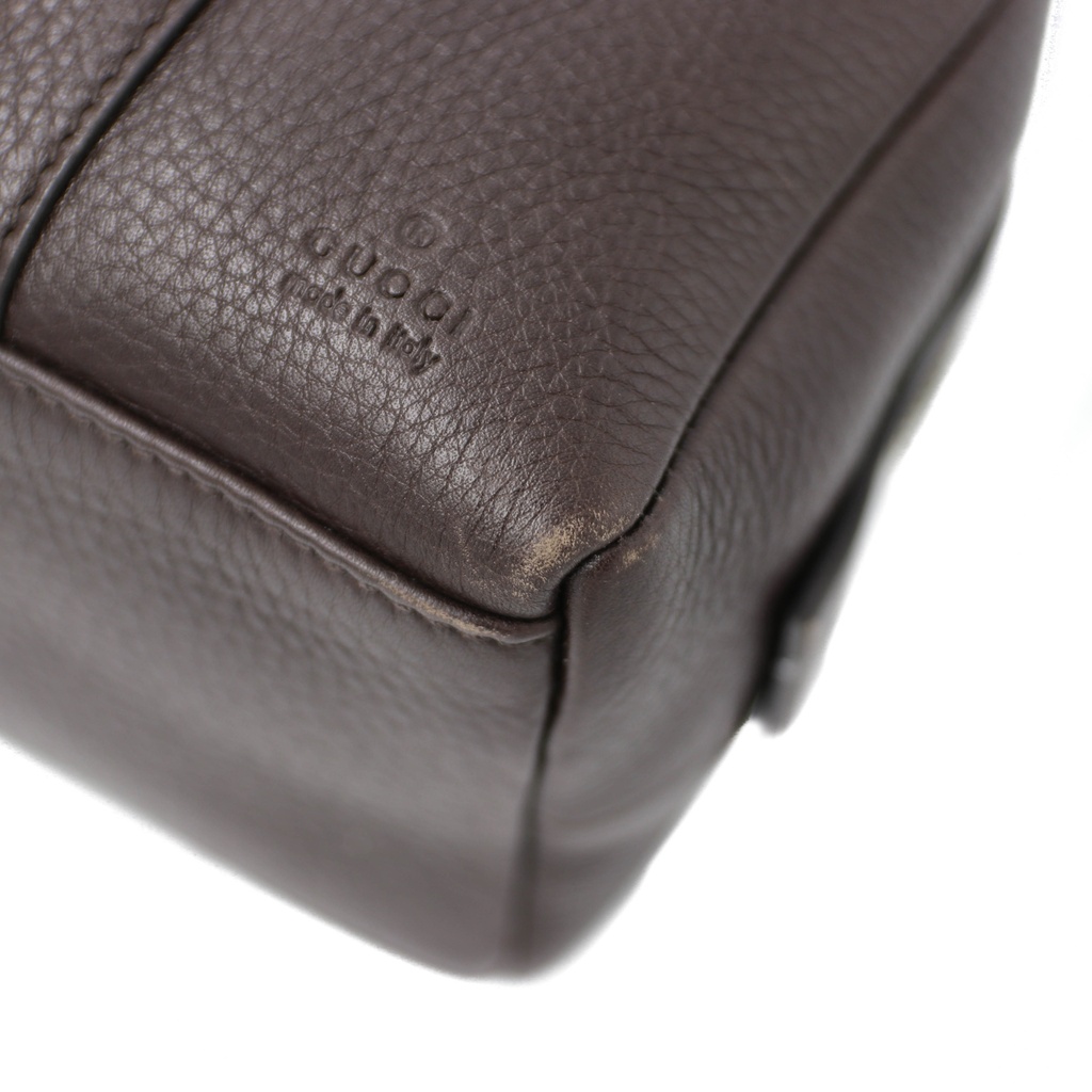 Gucci Dark Brown Pebbled Leather Cosmetic Pouch