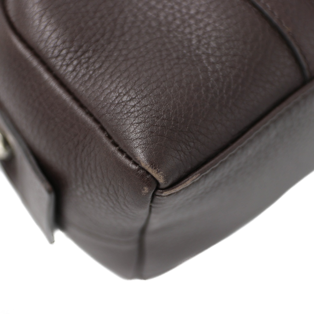 Gucci Dark Brown Pebbled Leather Cosmetic Pouch