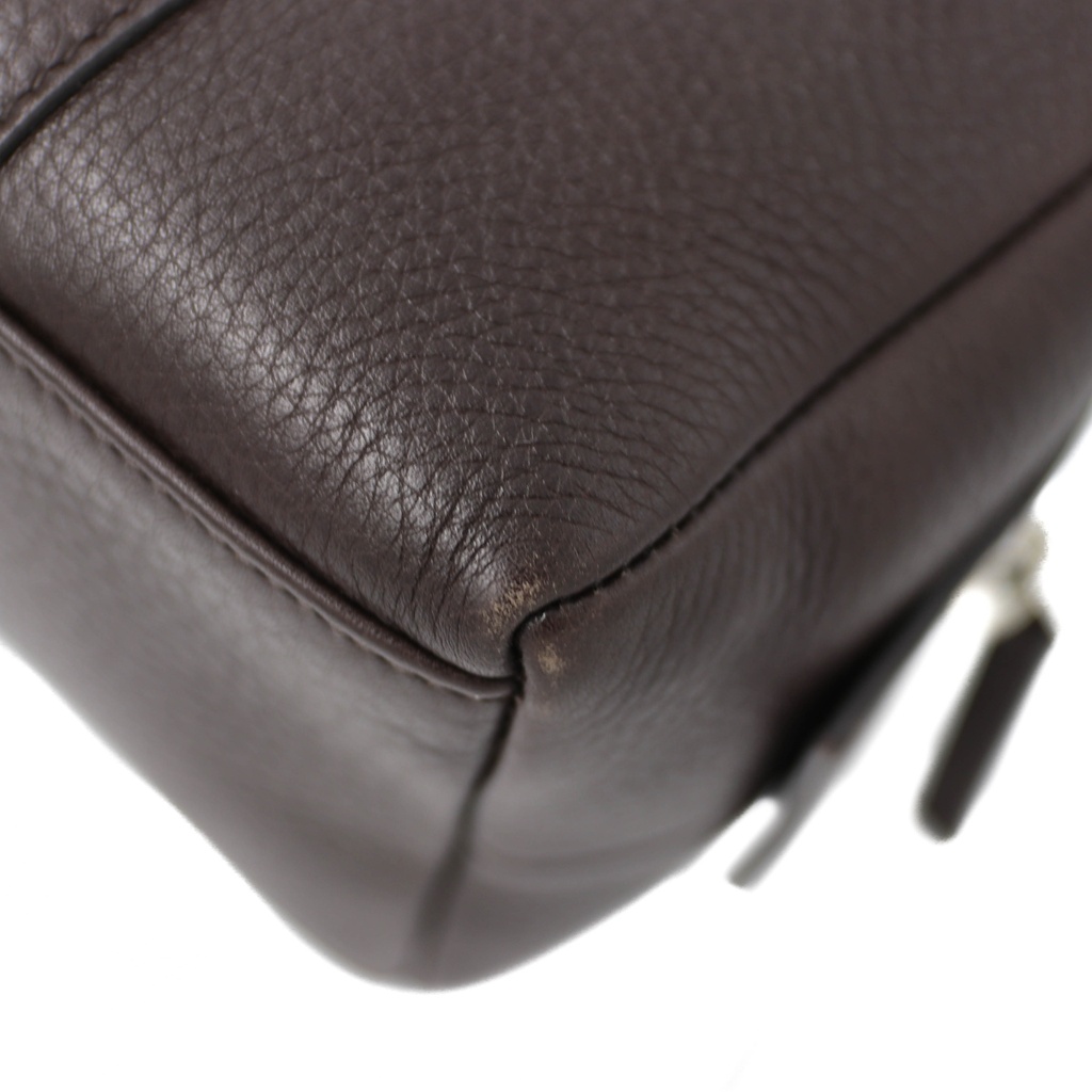 Gucci Dark Brown Pebbled Leather Cosmetic Pouch