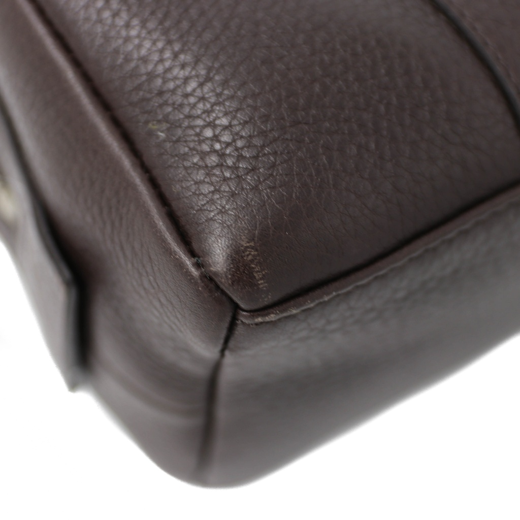 Gucci Dark Brown Pebbled Leather Cosmetic Pouch