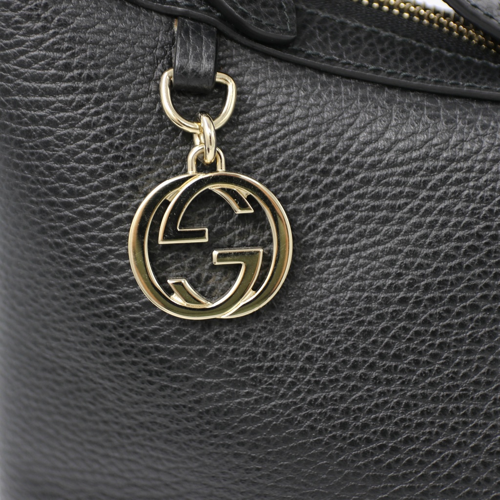Gucci Black Leather GG Charm Tote Bag